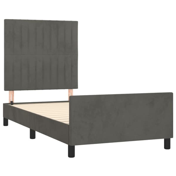 vidaXL Sängram utan madrass mörkgrå 90x190 cm sammet Grå
