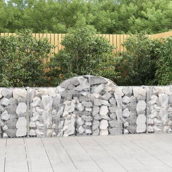 vidaXL Gabioner bågformade 10 st 200x30x80/100 cm galvaniserat järn Silver