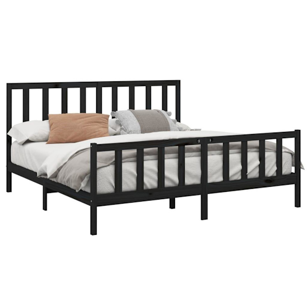vidaXL Sängram svart massiv furu 180x200 cm Svart