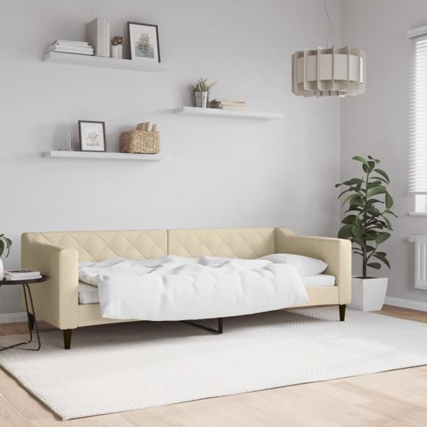 vidaXL Dagbädd gräddvit 80x200 cm tyg Kräm