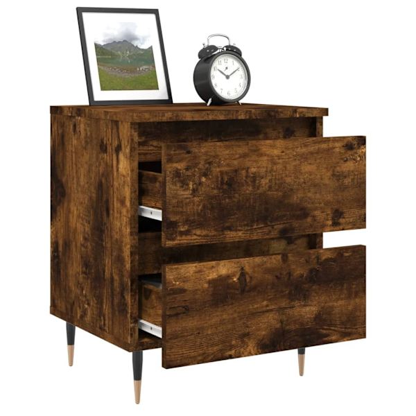 vidaXL Sängbord 2 st rökfärgad ek 40x35x50 cm konstruerat trä Brun