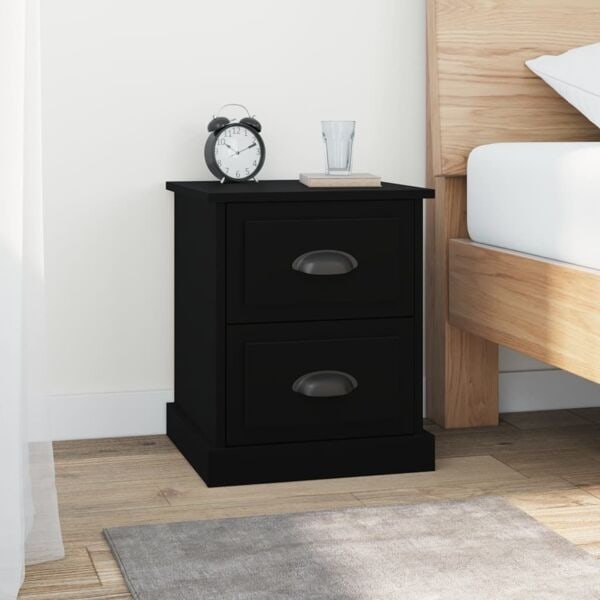 vidaXL Sängbord 2 st svart 39x39x47,5 cm konstruerat trä Svart