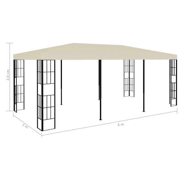 vidaXL Paviljong 3x6 m gräddvit Creme