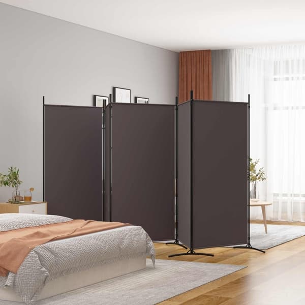 vidaXL Rumsavdelare 5 paneler brun 433x180 cm tyg Brun