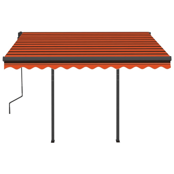 vidaXL Markis med stolpar automatisk infällbar 3x2,5 m orange och brun Orange
