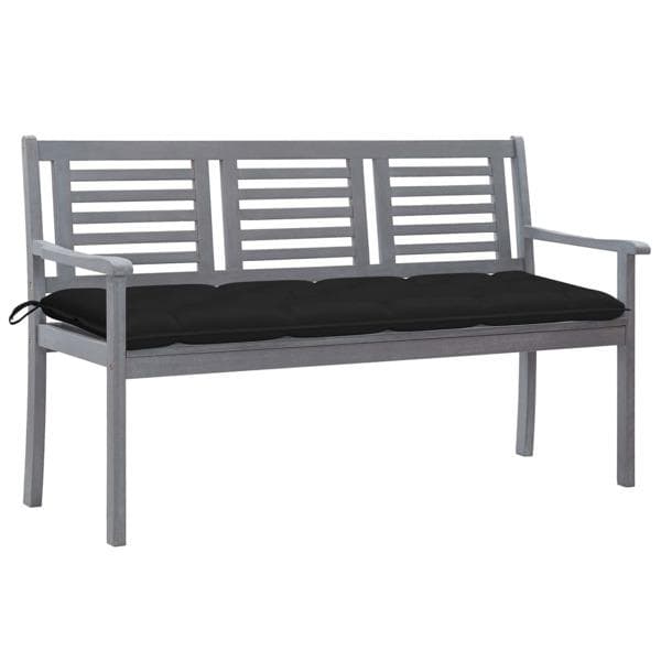 vidaXL Trädgårdsbänk 3-sits med dyna 150 cm eukalyptusträ grå grå