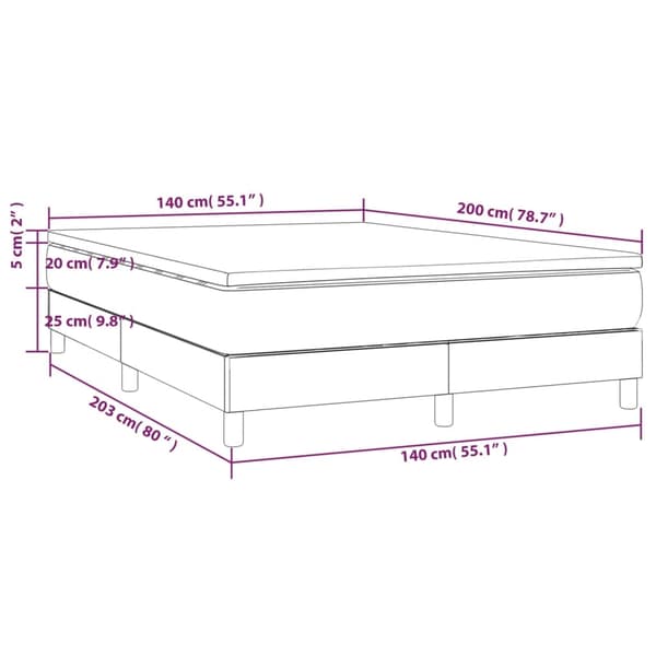 vidaXL Ramsäng med madrass ljusgrå 140x200 cm sammet Grå