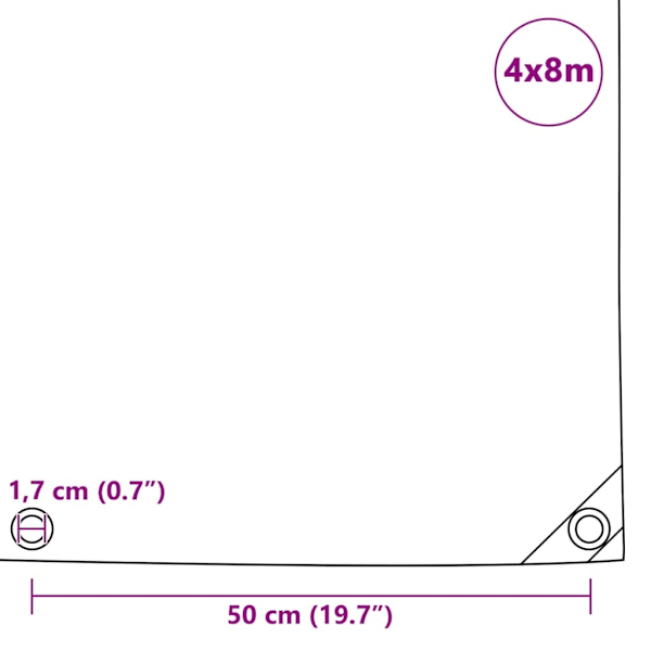 vidaXL Presenning 650 g/m² 4x8 m blå Blå