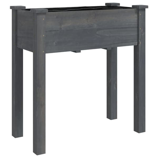 vidaXL Odlingslåda med foder grå 71x37x76 cm massivt granträ Grå