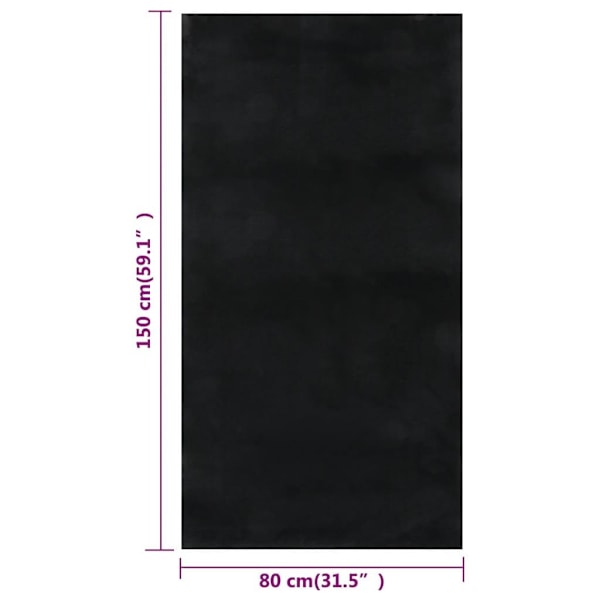 vidaXL Tvättbar matta kort lugg 80x150 cm halkfri svart Svart