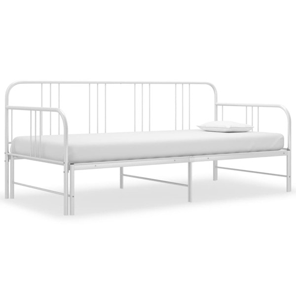 vidaXL Utdragbar sängram bäddsoffa vit metall 90x200 cm Vit