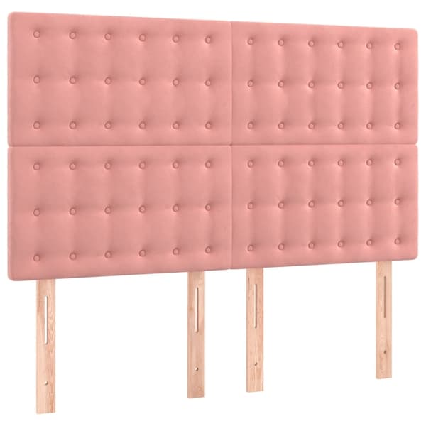 vidaXL Sänggavel LED rosa 144x5x118/128 cm sammet Rosa