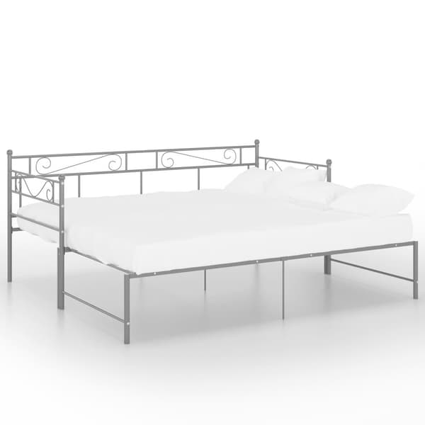vidaXL Utdragbar sängram bäddsoffa grå metall 90x200 cm grå