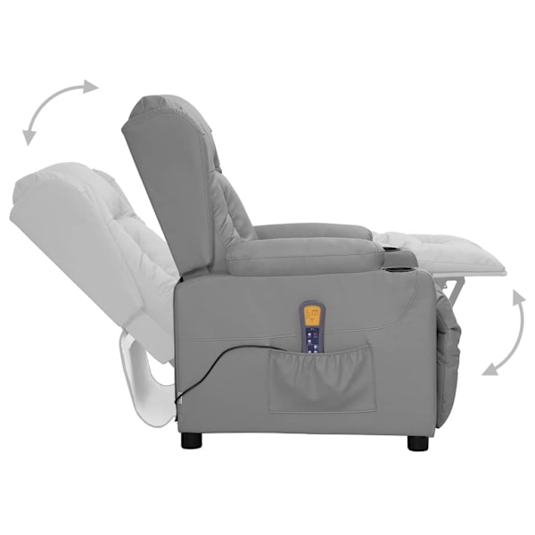 vidaXL Massagefåtölj grå konstläder grå