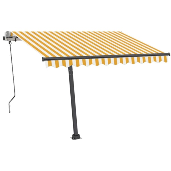 vidaXL Fristående markis manuellt infällbar 350x250 cm gul/vit Gul