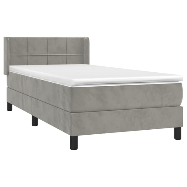 vidaXL Ramsäng med madrass ljusgrå 100x200 cm sammet Grå