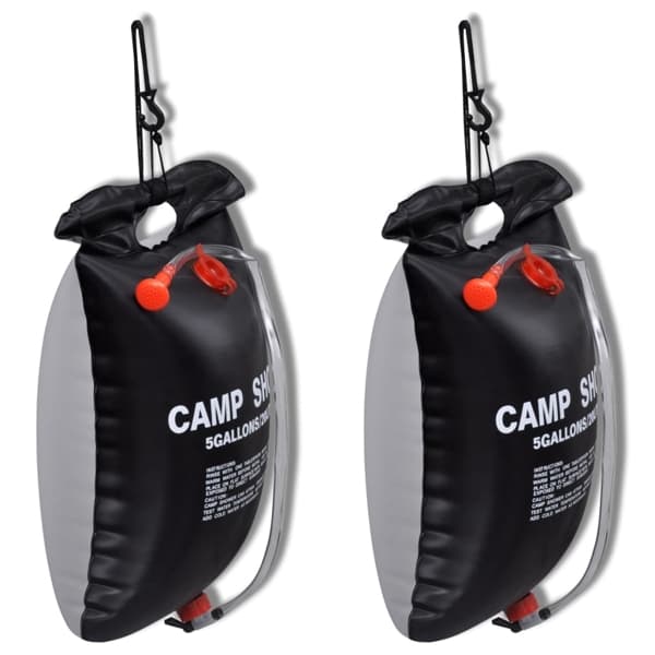 vidaXL Campingdusch med behållare 20L 2-pack Svart