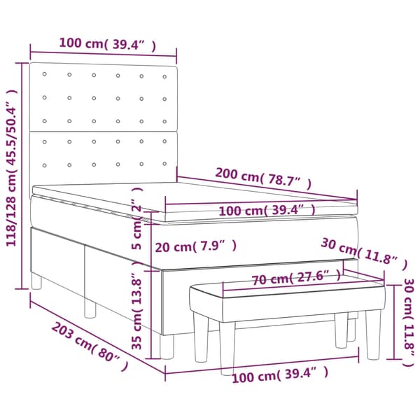 vidaXL Ramsäng med madrass mörkblå 100x200 cm sammet Blå