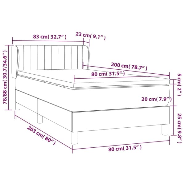vidaXL Ramsäng med madrass rosa 80x200 cm sammet Rosa