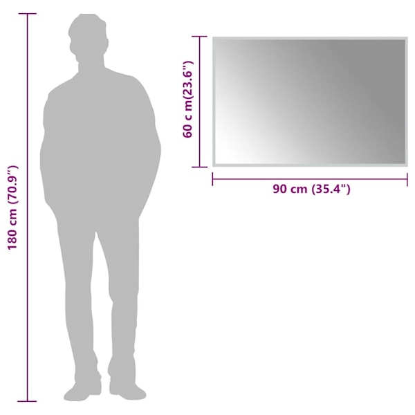 vidaXL Badrumsspegel LED 90x60 cm Transparent