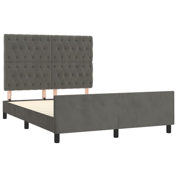 vidaXL Sängram utan madrass mörkgrå 140x190 cm sammet Grå