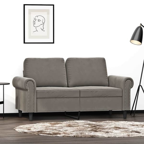 vidaXL 2-sitssoffa ljusgrå 120 cm sammet Ljusgrå