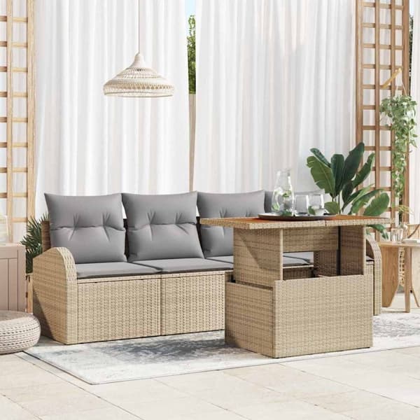 vidaXL Trädgårdsoffset 5 st beige och ljusgrå Beige