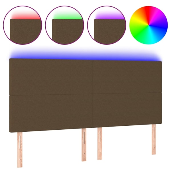 vidaXL Sänggavel LED mörkbrun 180x5x118/128 cm tyg Brun