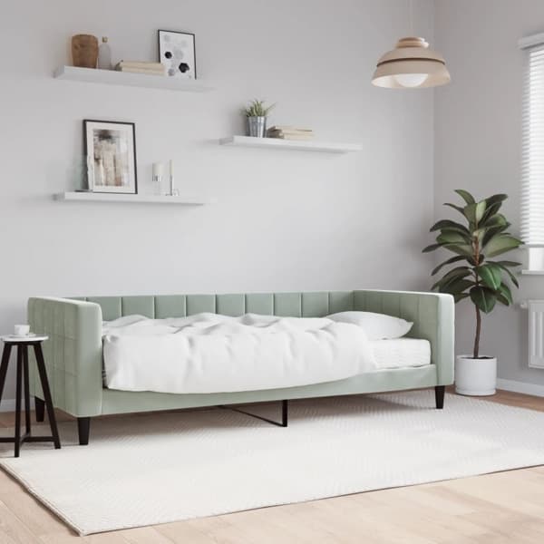 vidaXL Dagbädd med madrass ljusgrå 80x200 cm sammet Grå