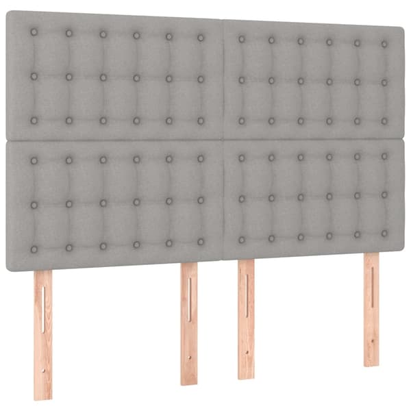 vidaXL Ramsäng med madrass ljusgrå 140x190 cm tyg Grå