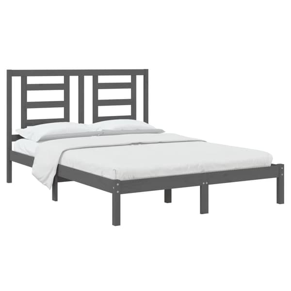 vidaXL Sängram grå massiv furu 150x200 cm Grå
