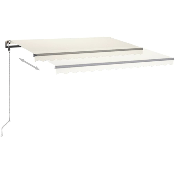 vidaXL Markis med LED manuellt infällbar 450x350 cm gräddvit Creme