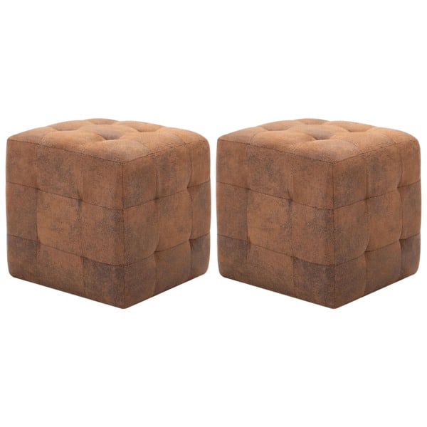 vidaXL Sittpuff 2 st brun 30x30x30 cm konstmocka Brun