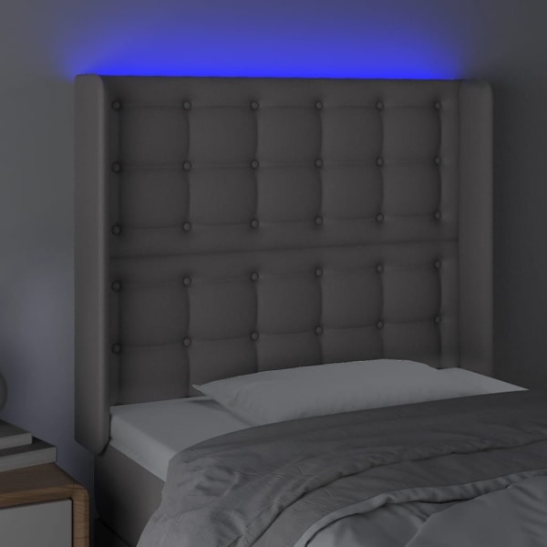 vidaXL Sänggavel LED grå 83x16x118/128 cm konstläder Grå