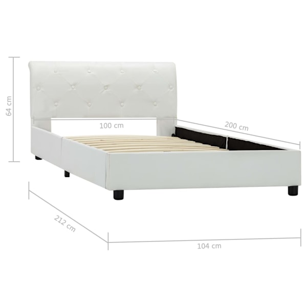 vidaXL Sängram vit konstläder 100x200 cm Vit