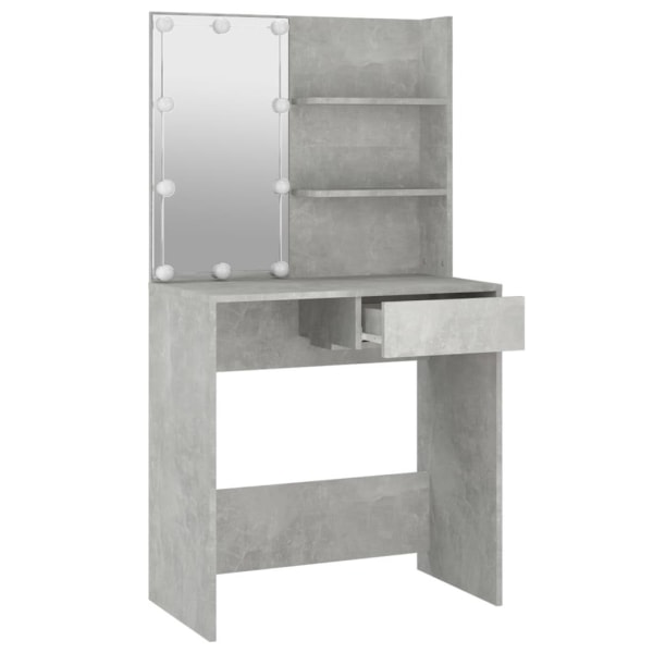 vidaXL Sminkbord med LED betonggrå 74,5x40x141 cm Grå