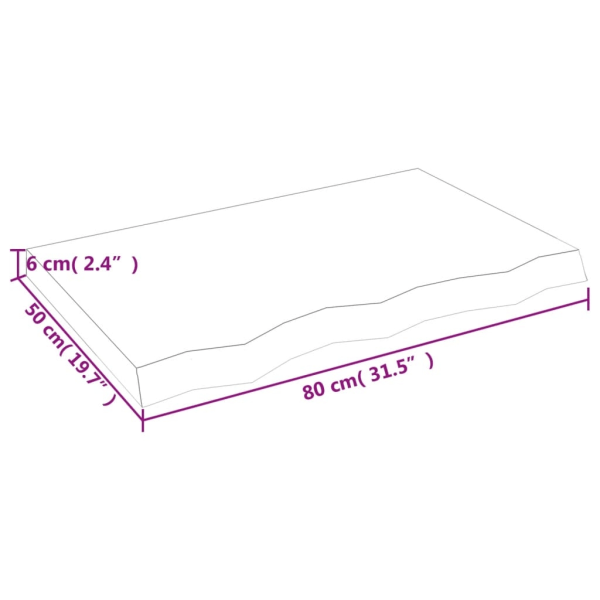 vidaXL Bänkskiva badrum mörkbrun 80x50x(2-6) cm behandlat massivt trä Grå