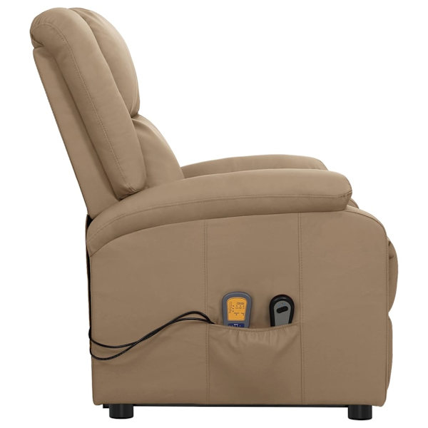 vidaXL Massagefåtölj med uppresningshjälp cappuccino konstläder Brun