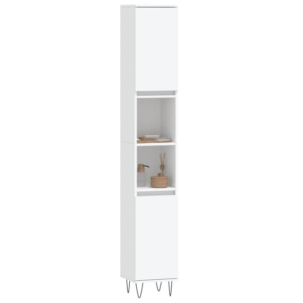 vidaXL Badrumsskåp vit 30x30x190 cm konstruerat trä Vit