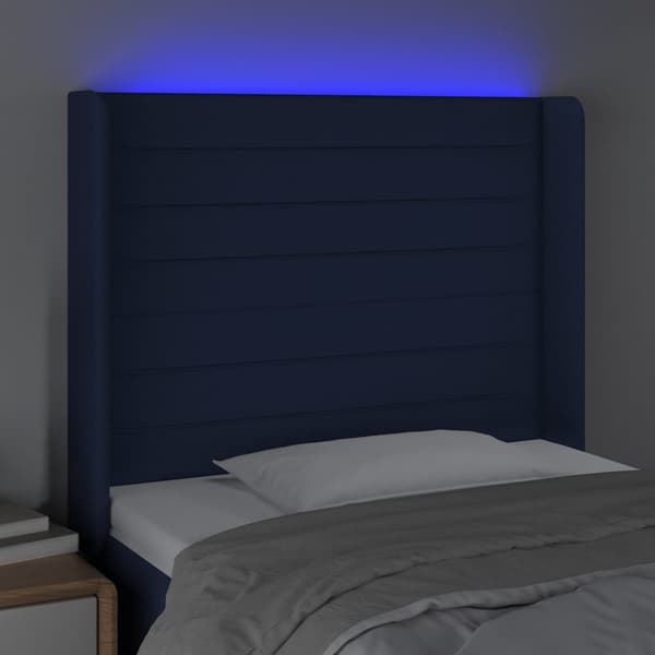 vidaXL Sänggavel LED blå 83x16x118/128 cm tyg Blå