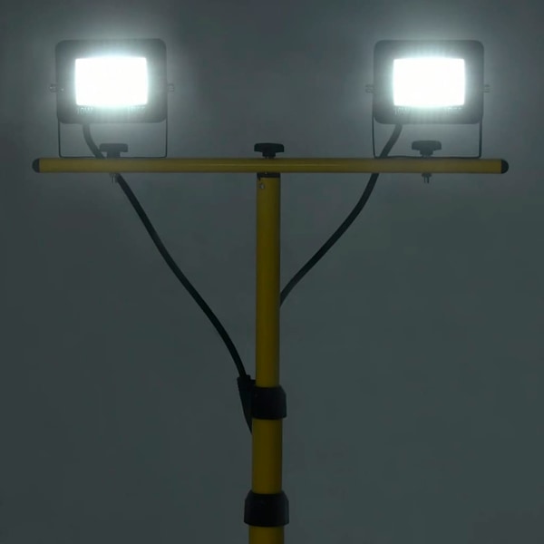 vidaXL Strålkastare med stativ 2x10 W LED kallvit Svart