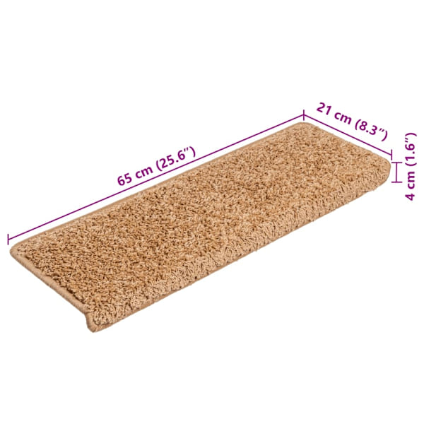vidaXL Trappstegsmattor 10 st 65x21x4 cm beige Beige