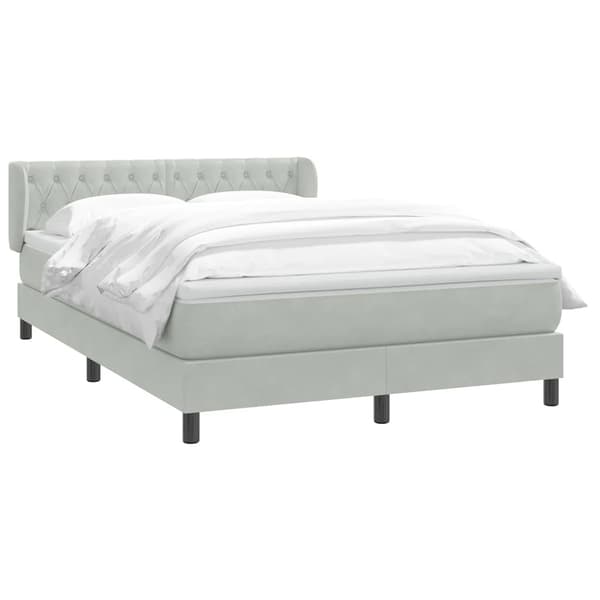 vidaXL Ramsäng med madrass ljusgrå 160x220 cm sammet Grå