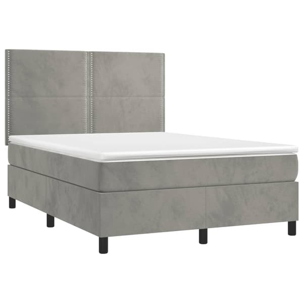 vidaXL Ramsäng med madrass ljusgrå 140x200 cm sammet Grå