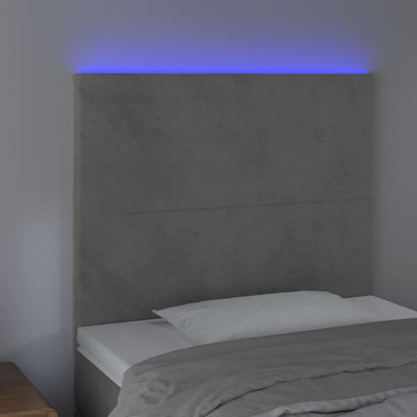 vidaXL Sänggavel LED ljusgrå 90x5x118/128 cm sammet Grå