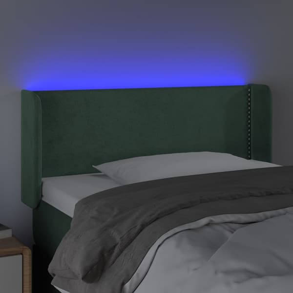 vidaXL Sänggavel LED mörkgrön 103x16x78/88 cm sammet Grön