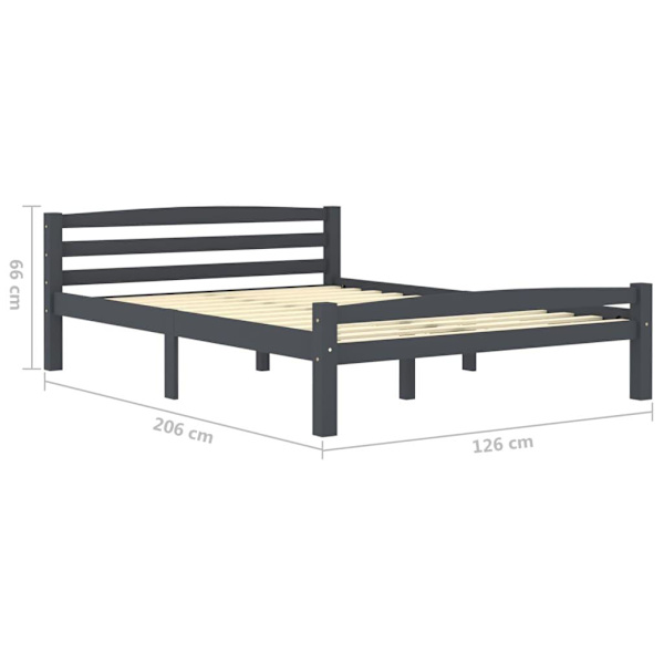 vidaXL Sängram mörkgrå massiv furu 120x200 cm grå