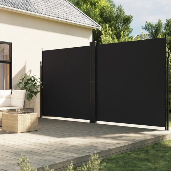 vidaXL Infällbar sidomarkis svart 220x1200 cm Svart