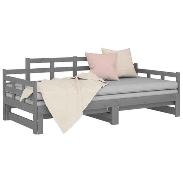 vidaXL Bäddsoffa grå massiv furu 2x(90x200) cm Grå