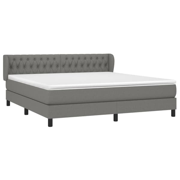 vidaXL Ramsäng med madrass mörkgrå 180x200 cm tyg Grå